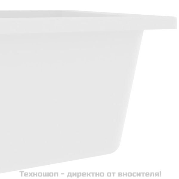 Кухненска мивка с преливник, бяла, гранит