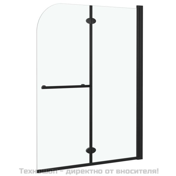 Сгъваем душ параван, 2 панела, ESG стъкло, 95x140 см, черен