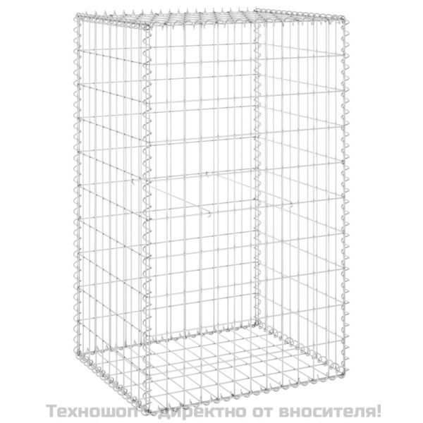 Габионна стена с капаци, поцинкована стомана, 60x50x100 см