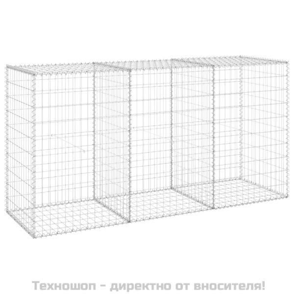 Габионна стена с капаци, поцинкована стомана, 200x60x100 см