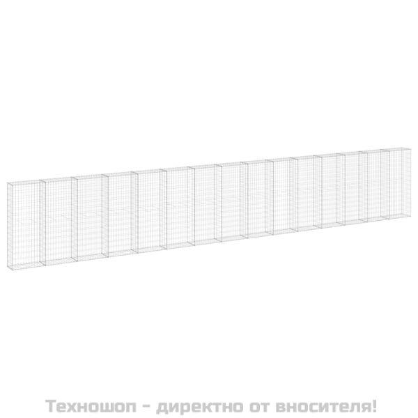 Габионна стена с капаци, поцинкована стомана, 900x30x150 см