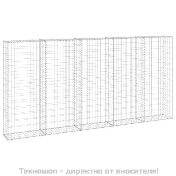 Габионна стена с капаци, поцинкована стомана, 300x30x150 см