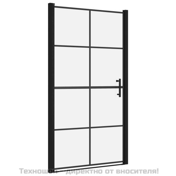 Врати за душ, закалено стъкло, 100x178 см, черни