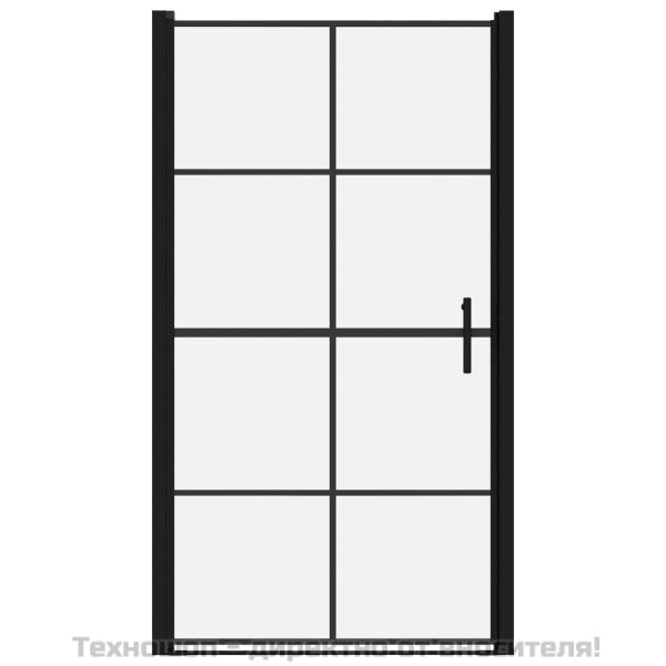 Врати за душ, закалено стъкло, 100x178 см, черни