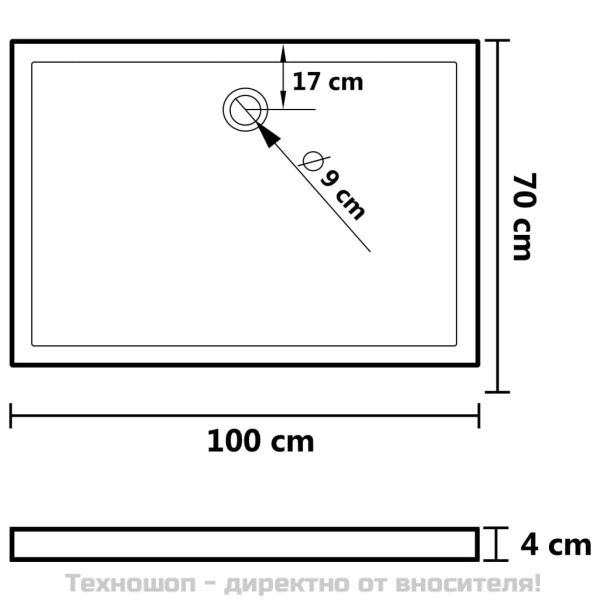 Правоъгълно ABS душ корито, бяло, 70x100 см