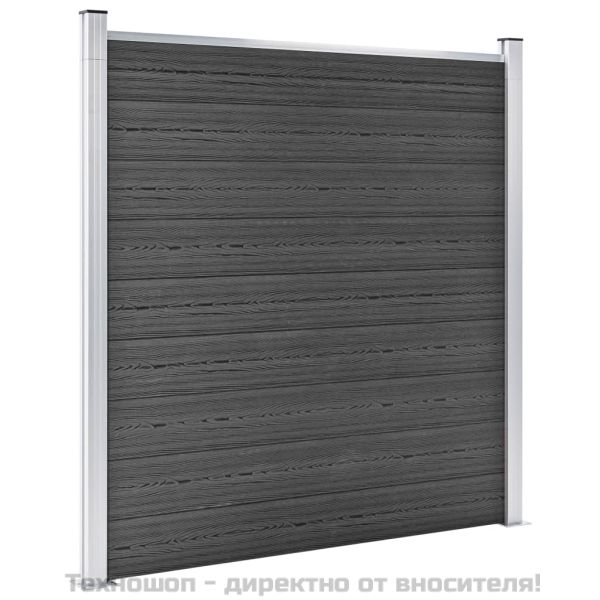 Ограден панел, WPC, 180x186 см, черен