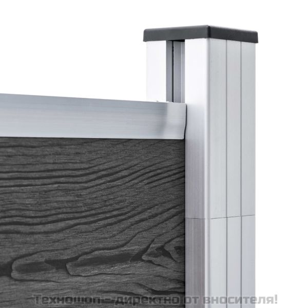 Ограден панел, WPC, 180x186 см, черен