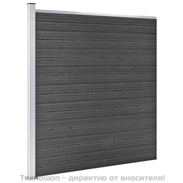 Ограден панел, WPC, 175x186 см, черен