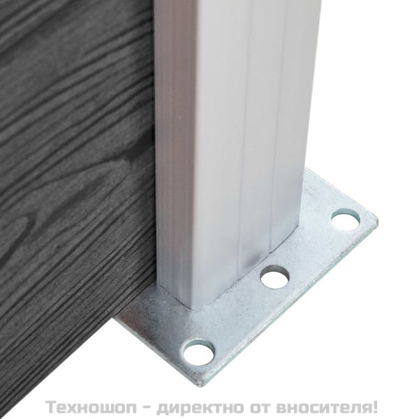 Ограден панел, WPC, 95x(105-180) см, черен