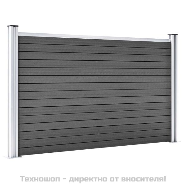 Ограден панел, WPC, 180x105 см, черен