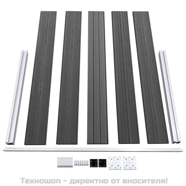 Ограден панел, WPC, 180x105 см, черен