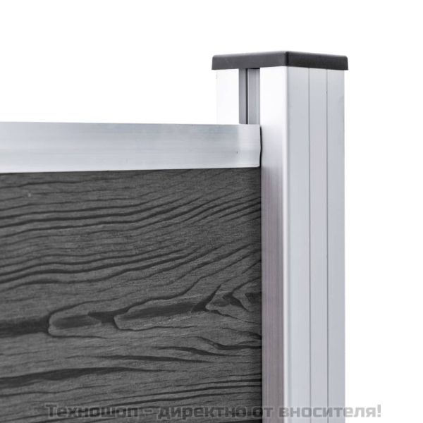 Ограден панел, WPC, 180x105 см, черен