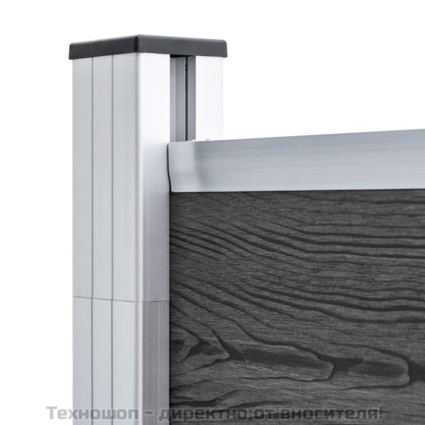 Ограден панел, WPC, 95x186 см, черен