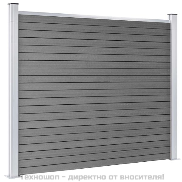 Ограден панел, WPC, 180x146 см, сив