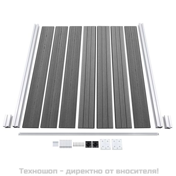 Ограден панел, WPC, 180x146 см, сив