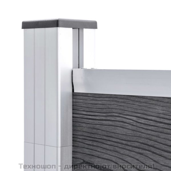 Ограден панел, WPC, 180x146 см, сив