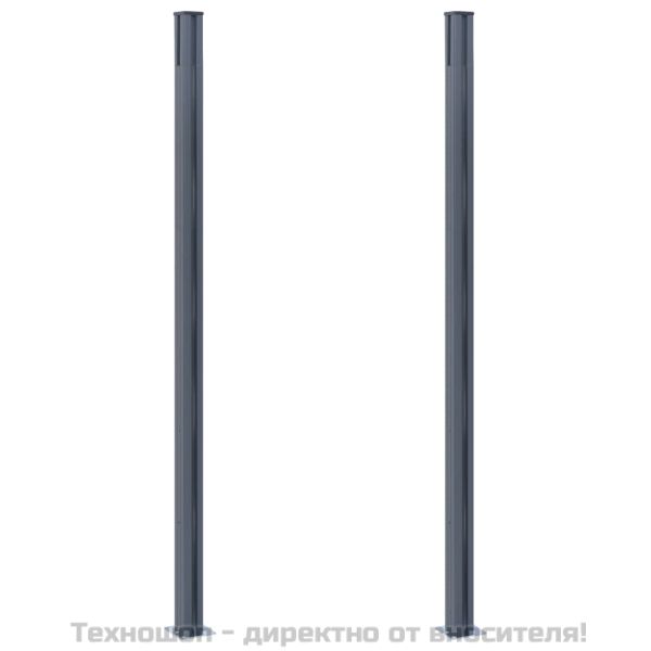 Оградни колове, 2 бр, тъмносиви, 185 см, алуминий