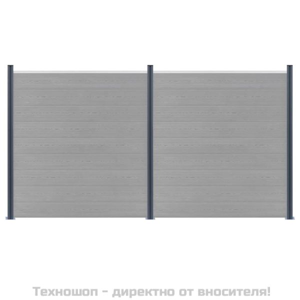 Оградни колове, 3 бр, тъмносиви, 185 см, алуминий