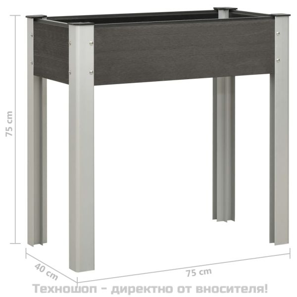 Градинска повдигната леха, 75x40x75 см, WPC, сива