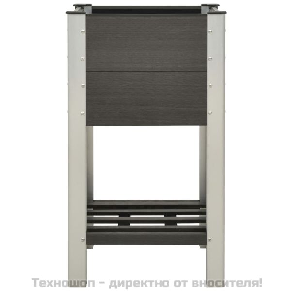 Градинска повдигната леха с рафт, 50x50x90 см, WPC, сива
