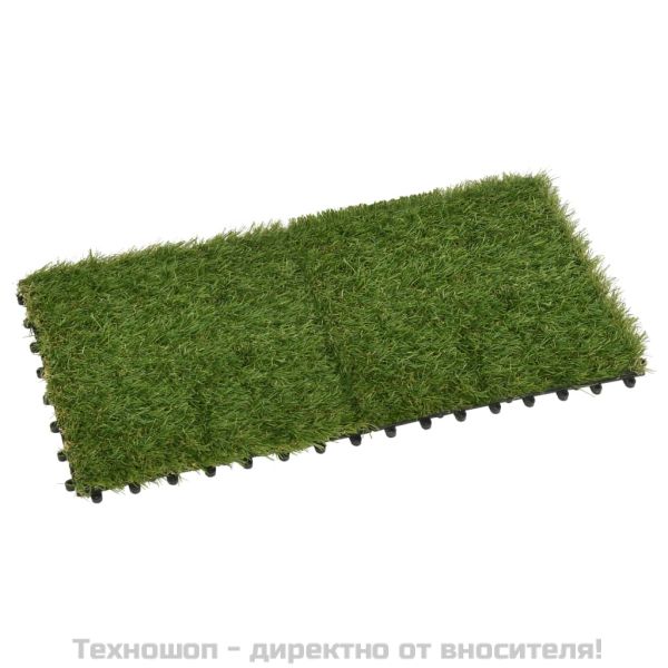 Плочки изкуствена трева, 22 бр, зелени, 30x30 см
