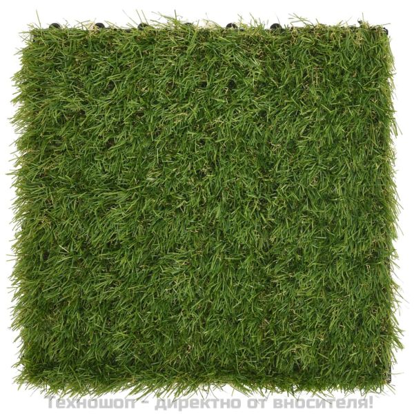 Плочки изкуствена трева, 22 бр, зелени, 30x30 см