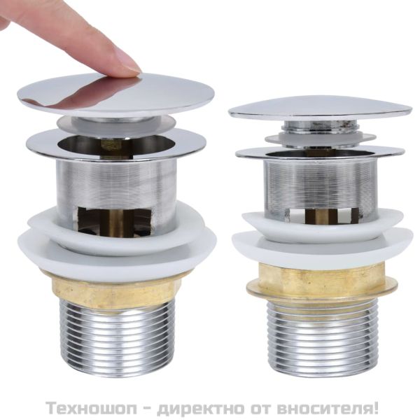 Сифон клик-клак без преливник, сребрист, 6,4x6,4x9,1 см