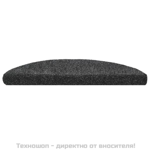 Самозалепващи се постелки за стълби, 10 бр., 56x17x3 см, тъмносиви, полукръгли