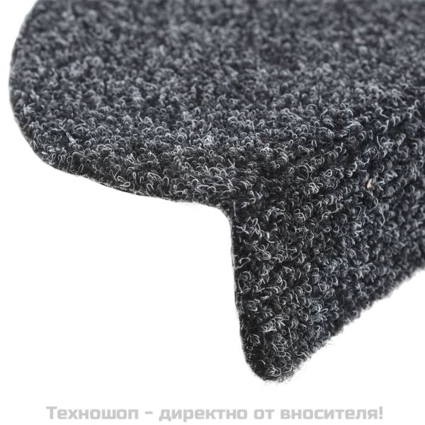 Самозалепващи се постелки за стълби, 10 бр., 56x17x3 см, тъмносиви, полукръгли