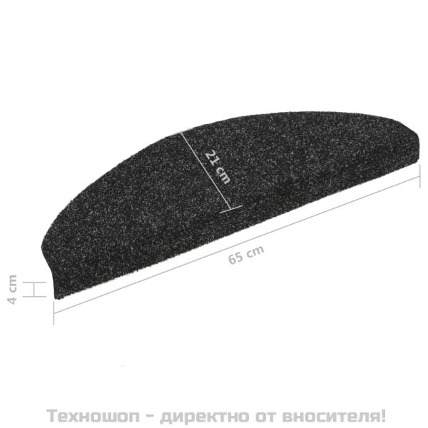 Изтривалки за стълби, самозалепващи се, 10 бр., 65x21x4 см, черни, полукръгли, големи