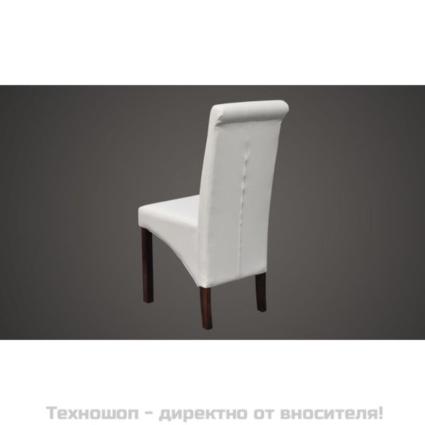 Трапезни столове, 4 бр, бели, изкуствена кожа