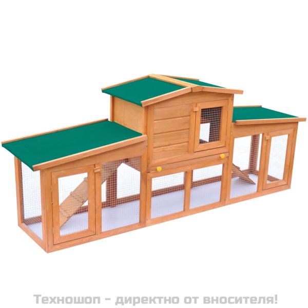 Външна голяма клетка за зайци/малки животни, с покриви, дървена