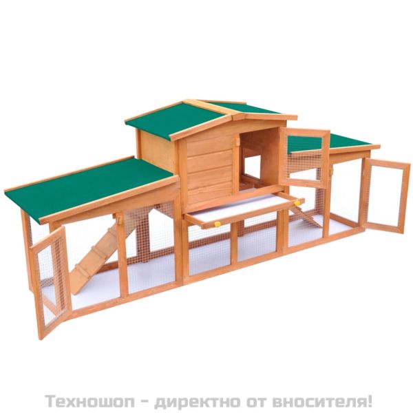 Външна голяма клетка за зайци/малки животни, с покриви, дървена