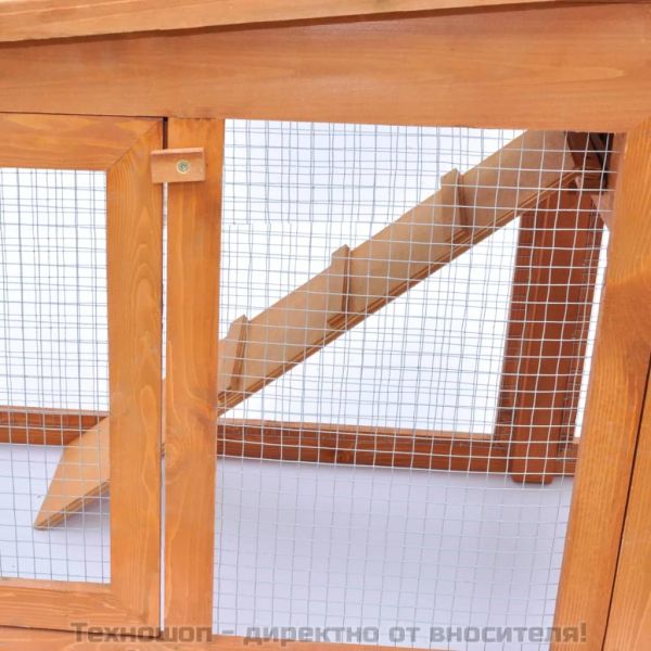 Външна голяма клетка за зайци/малки животни, с покриви, дървена