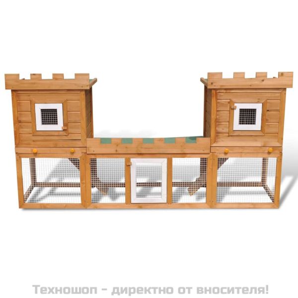 Външна клетка за зайци/малки животни дървена голяма двойна къща