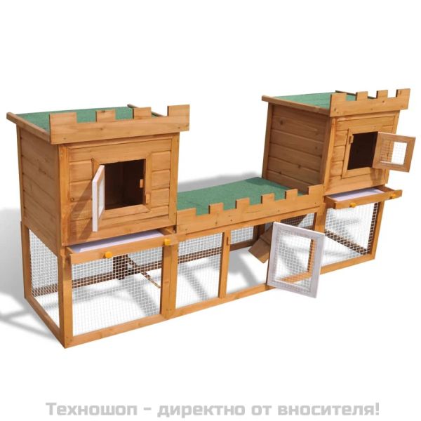 Външна клетка за зайци/малки животни дървена голяма двойна къща