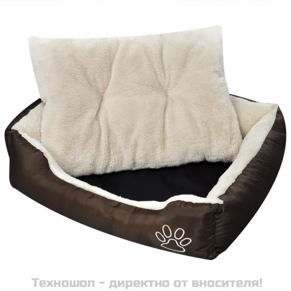 Топло кучешко легло с подплатена възглавница, размер XL