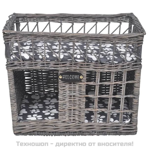 Върбово котешко дърво/къща/драскалка с възглавница, квадратно