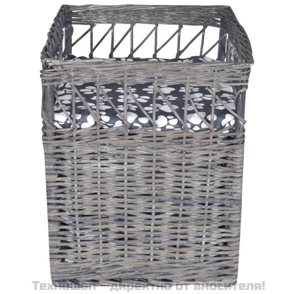 Върбово котешко дърво/къща/драскалка с възглавница, квадратно