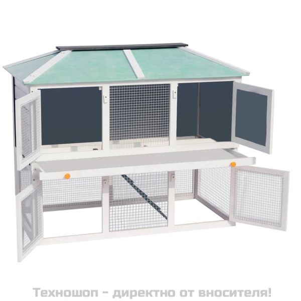 Дървена клетка за зайци с 2 нива