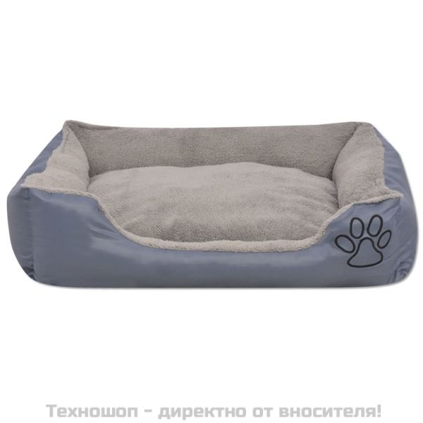 Кучешко легло с подплатена възглавница, размер М, сиво