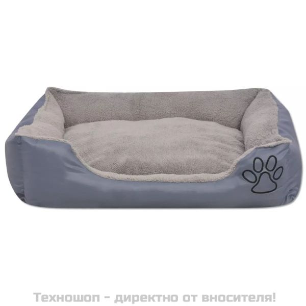 Кучешко легло с подплатена възглавница, размер XL, сиво