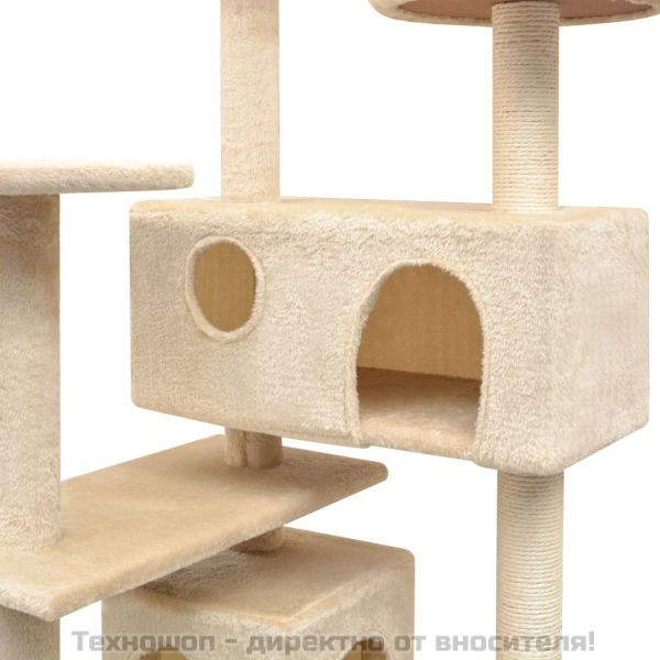 Котешко дърво със сизалени стълбове, 125 см, бежово