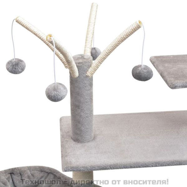 Котешко дърво със сизалени стълбове, 125 см, сиво