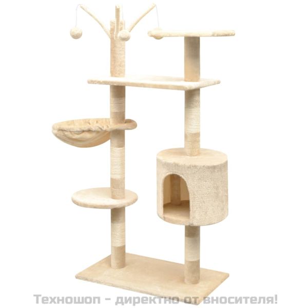 Котешко дърво със сизалени стълбове, 125 см, бежово