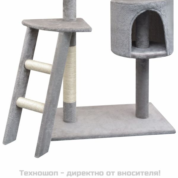 Котешко дърво със сизалени стълбове, 150 см, сиво