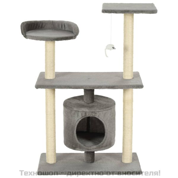 Котешко дърво със сизалени стълбове, 95 см, сиво