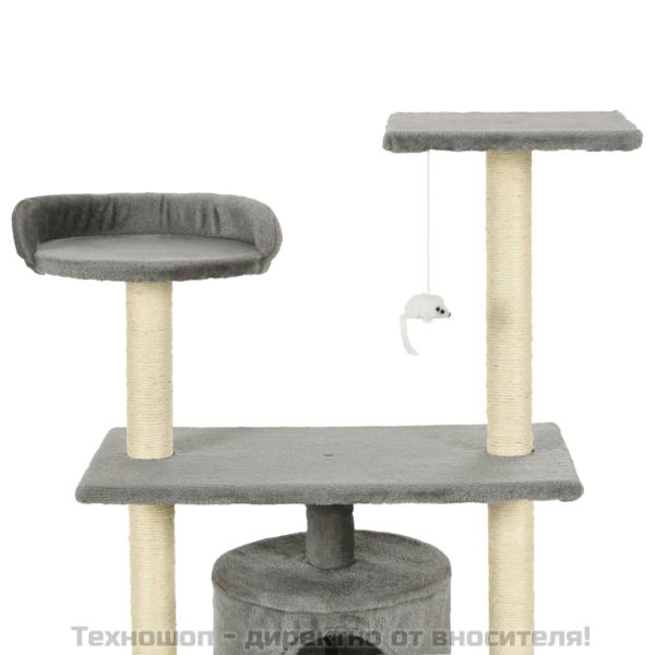 Котешко дърво със сизалени стълбове, 95 см, сиво