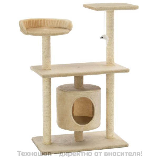 Котешко дърво със сизалени стълбове, 95 см, бежово