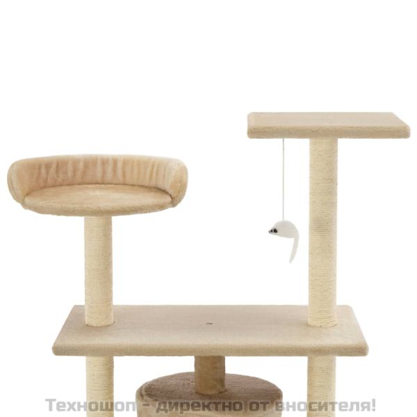 Котешко дърво със сизалени стълбове, 95 см, бежово